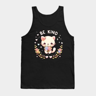 Be kind - Cute kawaii cats with inspirational quotes Tank Top